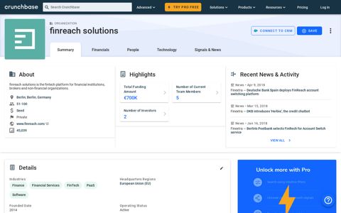 finreach solutions - Crunchbase Company Profile & Funding