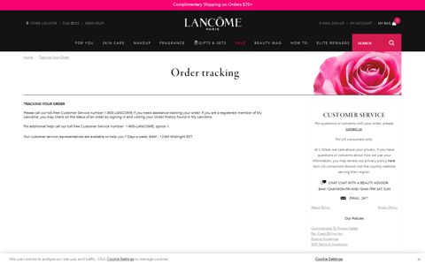 Tracking Your Order - Customer Service - Lancôme