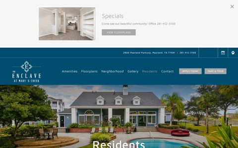 Resident information and online portal for Enclave at Mary's ...