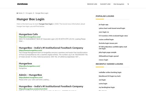 Hunger Box Login ❤️ One Click Access - iLoveLogin