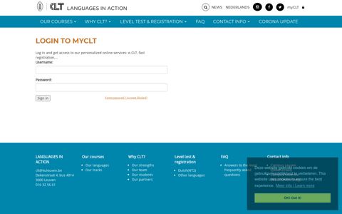 Login to myCLT - CLT Centrum voor Levende Talen - Leuven