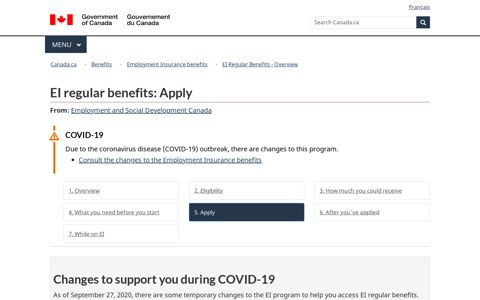EI regular benefits: Apply - Canada.ca