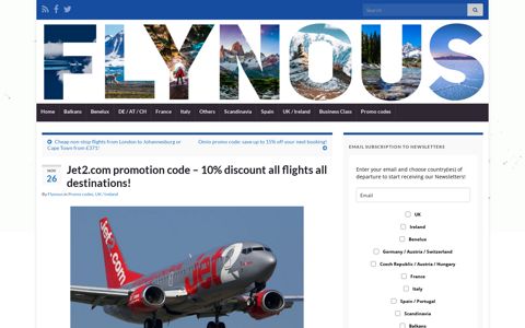 Jet2.com promotion code - 15% discount all flights all ...