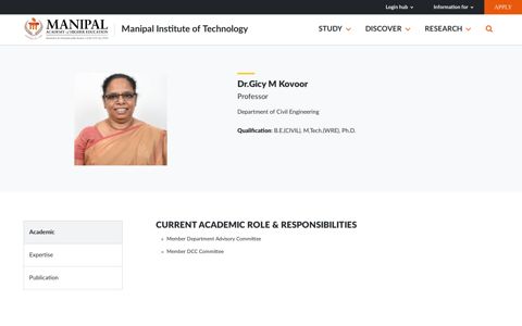 Gicy M Kovoor | Department of Civil Engineering
