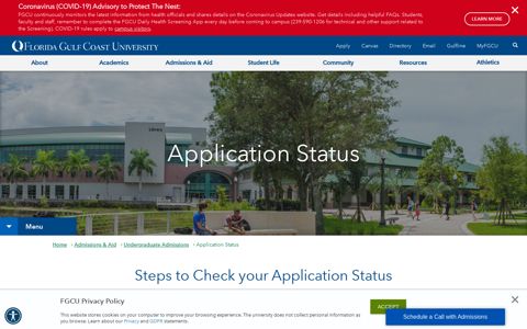 Application Status - Florida Gulf Coast University