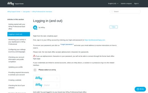 Logging in (and out) – HiPay Support Center
