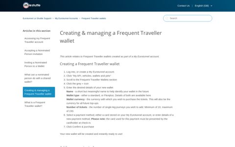 Creating & managing a Frequent Traveller wallet – Eurotunnel ...