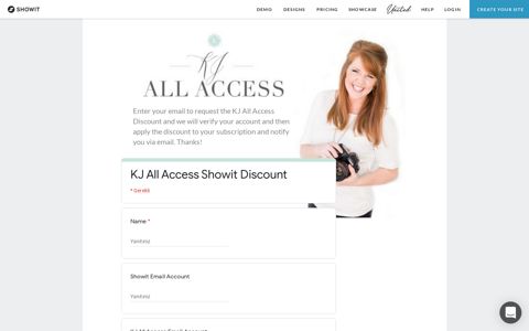 Katelyn James All Access Discount - Showit