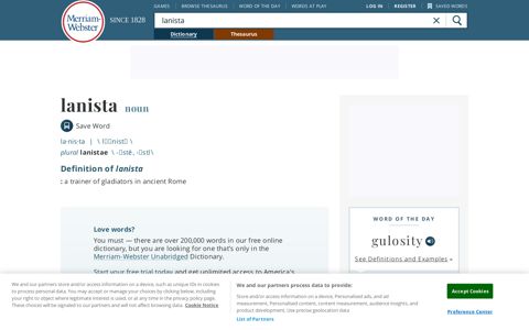 Lanista | Definition of Lanista by Merriam-Webster