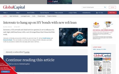 Interoute to hang up on HY bonds with new refi loan ...