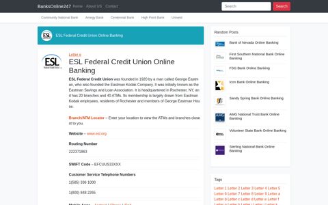 ESL Federal Credit Union Online Banking Login