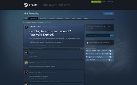 cant log in with steam acount? Password Expired? :: APB ...