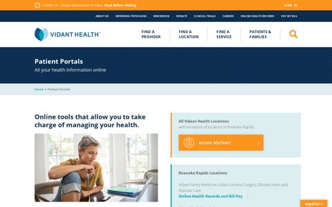 MyChart - Login Page - Vidant Health