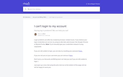 I can't login to my account | Elegant Themes Help Center