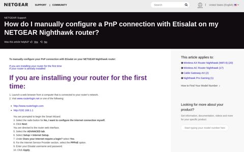 How do I manually configure a PnP connection with Etisalat ...