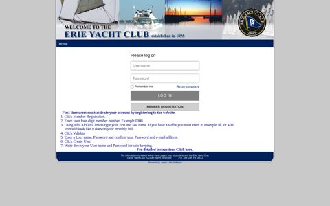 Login - Erie Yacht Club