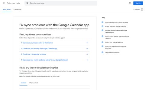 Fix sync problems with the Google Calendar app - Android ...