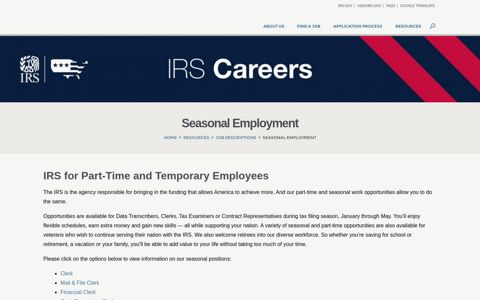 Seasonal Employment | IRS Careers