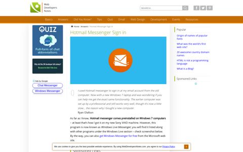 Hotmail messenger sign in - check email - WebDevelopersNotes