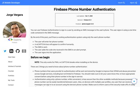 Firebase Phone Number Authentication - Jorge Vergara