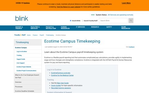 Ecotime Campus Timekeeping - UC San Diego