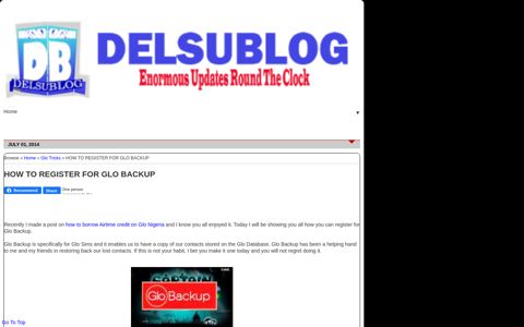 HOW TO REGISTER FOR GLO BACKUP | DELSUBLOG
