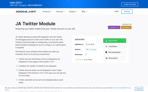 JA Twitter Module - Joomla Extensions | JoomlArt