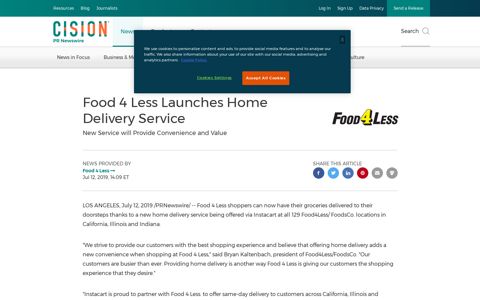 Food 4 Less Launches Home Delivery Service - PR Newswire