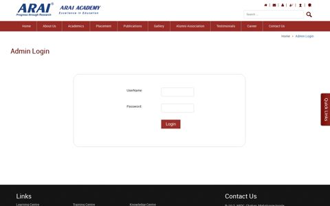 Admin Login - ARAI Academy
