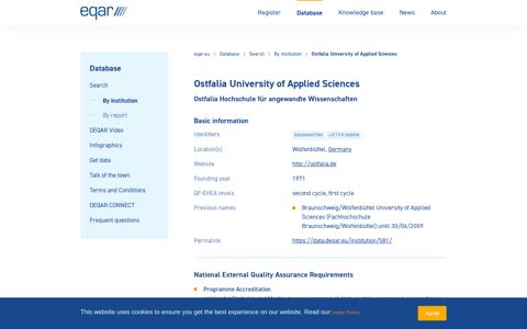 Ostfalia University of Applied Sciences - Institution - EQAR