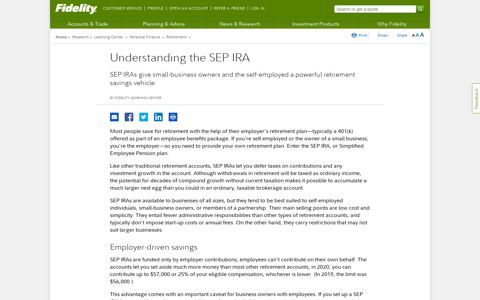 SEP IRA | Self Employed Retirement Planning | Fidelity