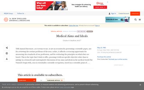 Medical Aims and Ideals | NEJM