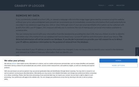 Remove my data - Grabify IP Logger & URL Shortener