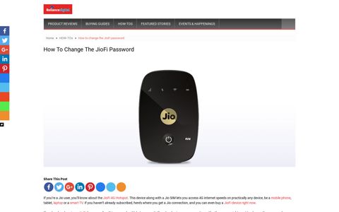 How to change the JioFi password - Reliance Digital
