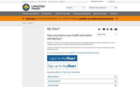 My Chart™ - Lakeridge Health