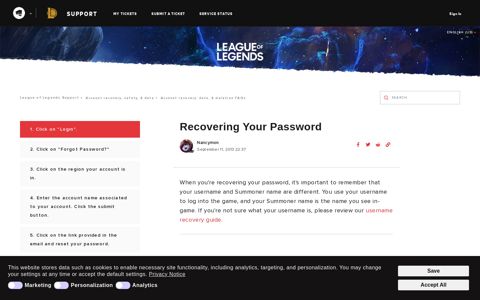 Recovering Your Password – League of Legends Support