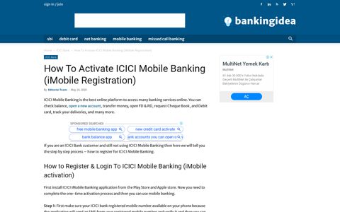 How To Activate ICICI Mobile Banking (iMobile Registration ...