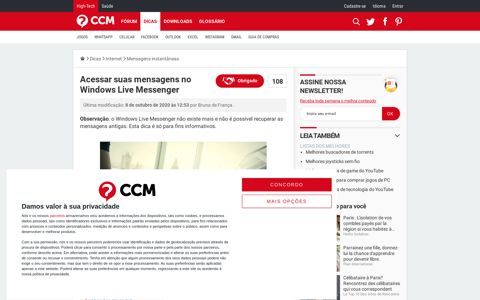 Acessar suas mensagens no Windows Live Messenger - CCM