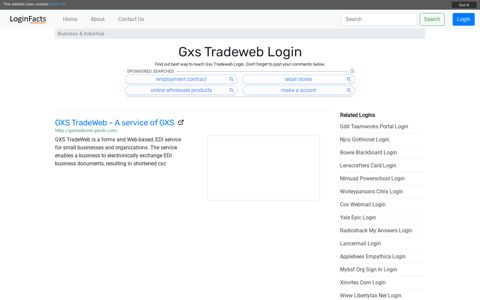 Gxs Tradeweb - GXS TradeWeb - A service of GXS - LoginFacts