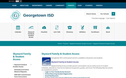 Skyward Family & Student Access - Georgetown ISD