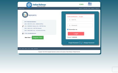 ICMS-REPORTS, Powered By CRIS - Indian Railways