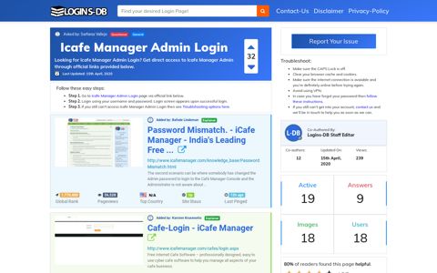 Icafe Manager Admin Login - Logins-DB