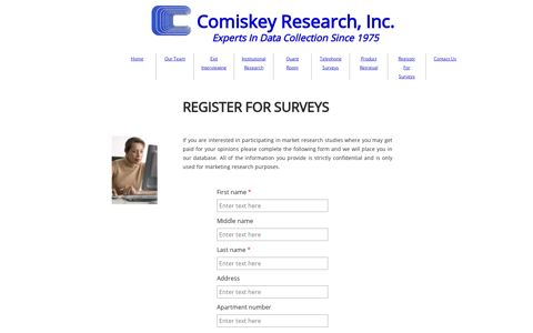 Register for Surveys - Comiskey Research, Inc.