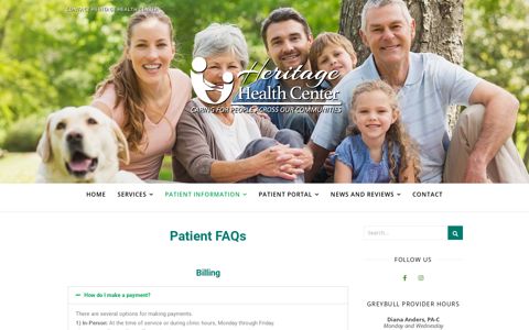 Patient FAQs - Heritage Health Center