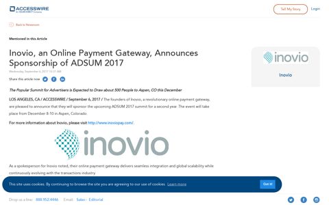 Inovio, an Online Payment Gateway, Announces Sponsorship ...