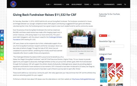 Giving Back Fundraiser Raises $11,532 for CAF | City SC