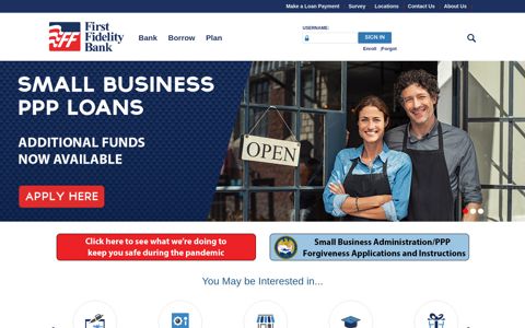 First Fidelity Bank Home Page