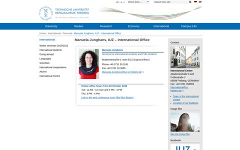 Manuela Junghans, IUZ – International Office - TU Freiberg