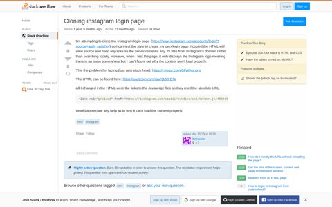 Cloning instagram login page - Stack Overflow