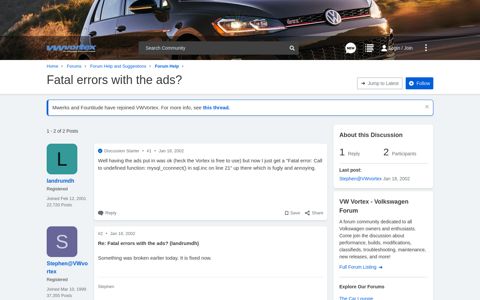 Fatal errors with the ads? | VW Vortex - Volkswagen Forum